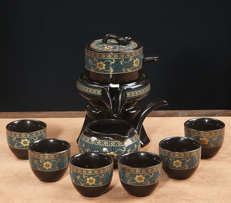 8 Pcs Set Semi Automatic Tea Sets Chinese Ceramic Purple Clay Tea Set Tea Cup The Kung Fu Teapot Set-Health Wisdom™
