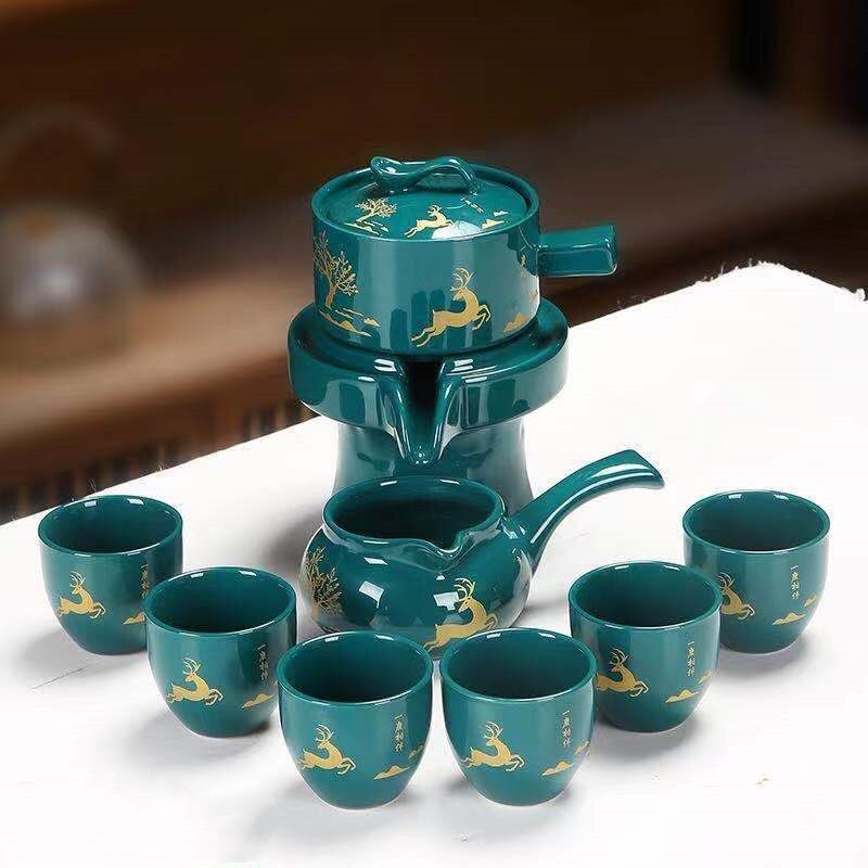 8 Pcs Set Semi Automatic Tea Sets Chinese Ceramic Purple Clay Tea Set Tea Cup The Kung Fu Teapot Set-Health Wisdom™