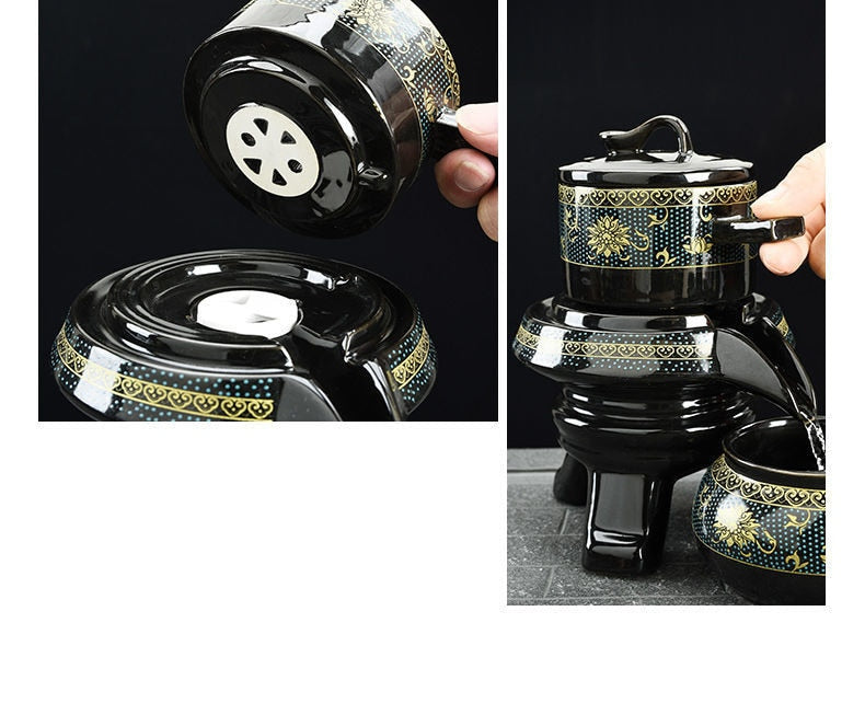 8 Pcs Set Semi Automatic Tea Sets Chinese Ceramic Purple Clay Tea Set Tea Cup The Kung Fu Teapot Set-Health Wisdom™