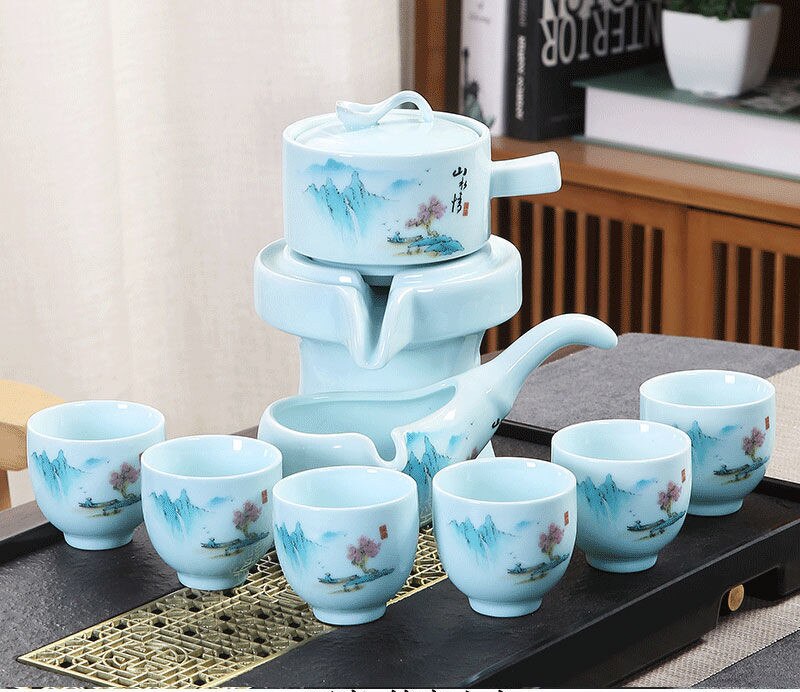 8 Pcs Set Semi Automatic Tea Sets Chinese Ceramic Purple Clay Tea Set Tea Cup The Kung Fu Teapot Set-Health Wisdom™
