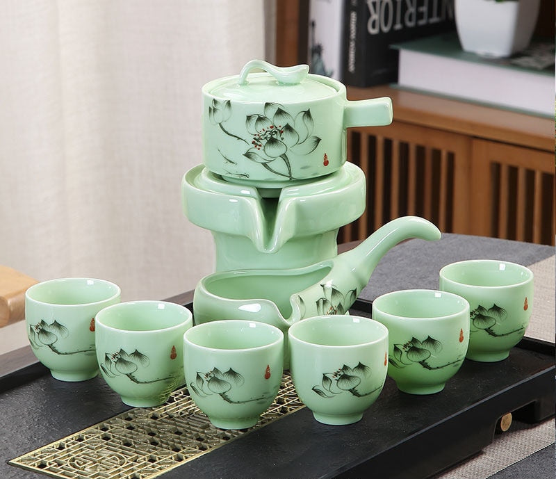 8 Pcs Set Semi Automatic Tea Sets Chinese Ceramic Purple Clay Tea Set Tea Cup The Kung Fu Teapot Set-Health Wisdom™