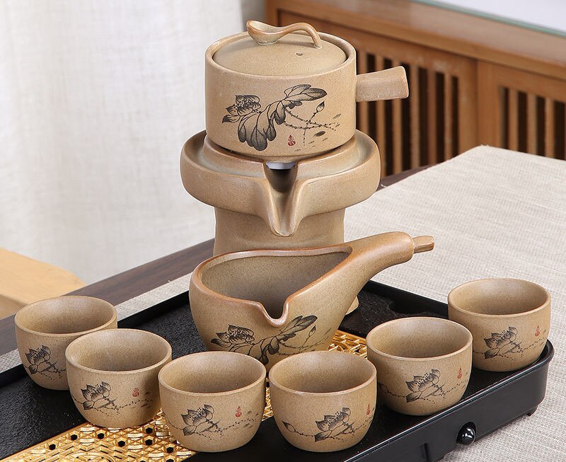 8 Pcs Set Semi Automatic Tea Sets Chinese Ceramic Purple Clay Tea Set Tea Cup The Kung Fu Teapot Set-Health Wisdom™