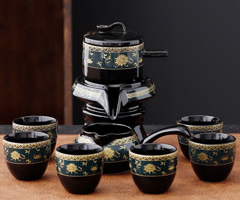 8 Pcs Set Semi Automatic Tea Sets Chinese Ceramic Purple Clay Tea Set Tea Cup The Kung Fu Teapot Set-Health Wisdom™