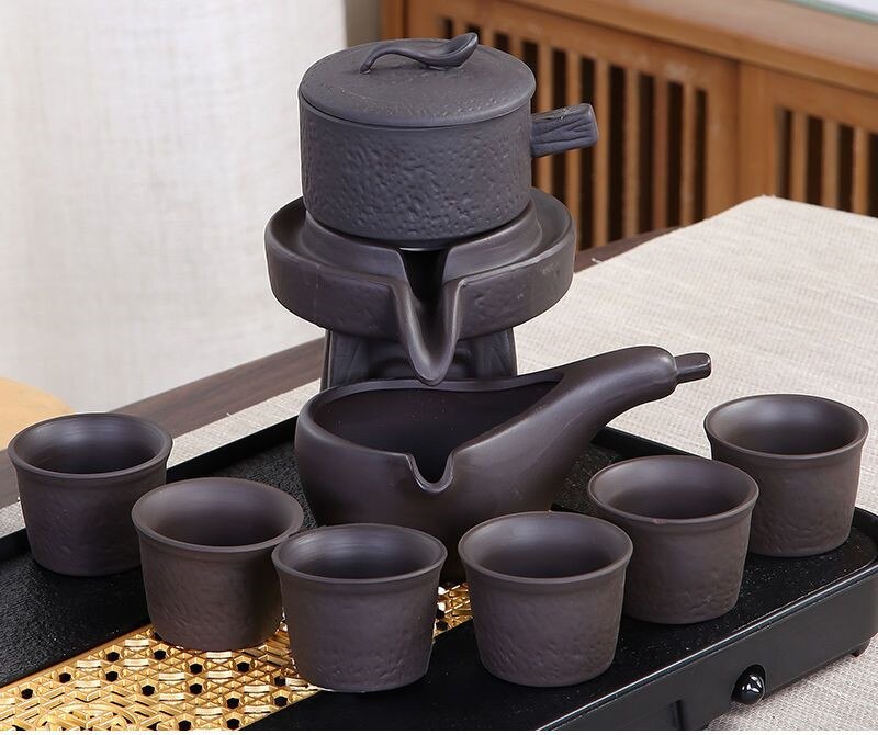 8 Pcs Set Semi Automatic Tea Sets Chinese Ceramic Purple Clay Tea Set Tea Cup The Kung Fu Teapot Set-Health Wisdom™