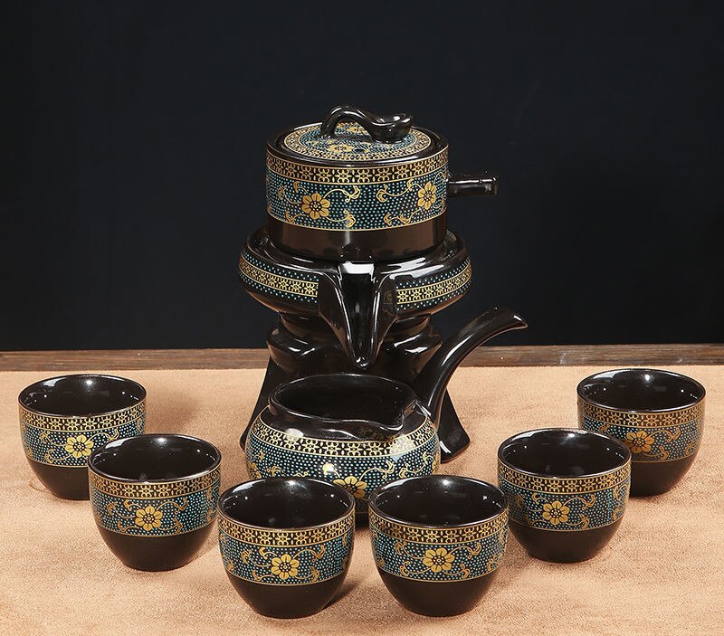 8 Pcs Set Semi Automatic Tea Sets Chinese Ceramic Purple Clay Tea Set Tea Cup The Kung Fu Teapot Set-Health Wisdom™