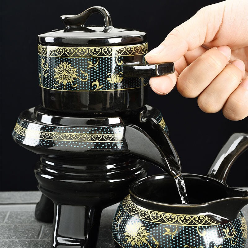 8 Pcs Set Semi Automatic Tea Sets Chinese Ceramic Purple Clay Tea Set Tea Cup The Kung Fu Teapot Set-Health Wisdom™