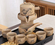 8 Pcs Set Semi Automatic Tea Sets Chinese Ceramic Purple Clay Tea Set Tea Cup The Kung Fu Teapot Set-Health Wisdom™