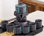 8 Pcs Set Semi Automatic Tea Sets Chinese Ceramic Purple Clay Tea Set Tea Cup The Kung Fu Teapot Set-Health Wisdom™