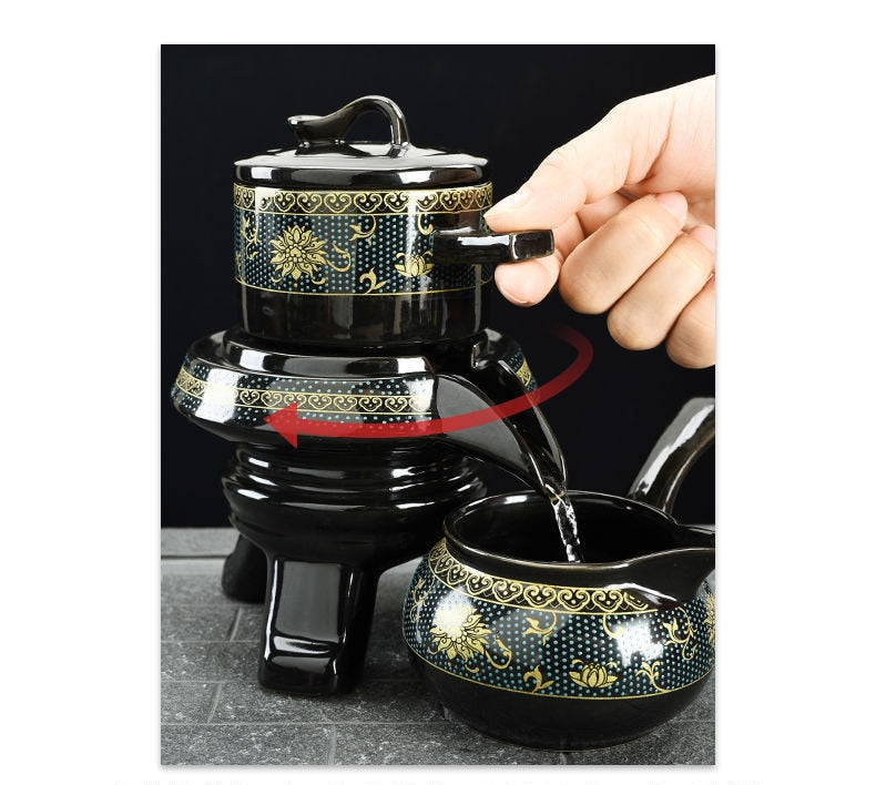 8 Pcs Set Semi Automatic Tea Sets Chinese Ceramic Purple Clay Tea Set Tea Cup The Kung Fu Teapot Set-Health Wisdom™