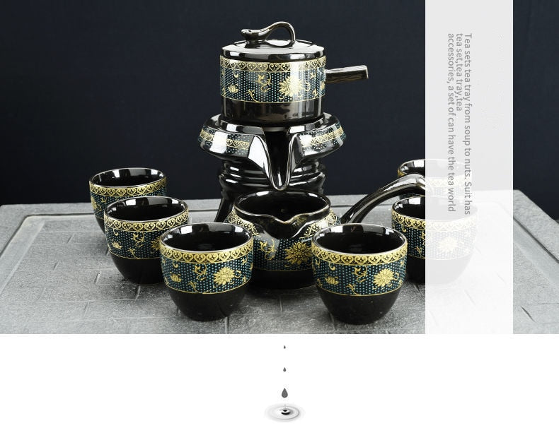 8 Pcs Set Semi Automatic Tea Sets Chinese Ceramic Purple Clay Tea Set Tea Cup The Kung Fu Teapot Set-Health Wisdom™
