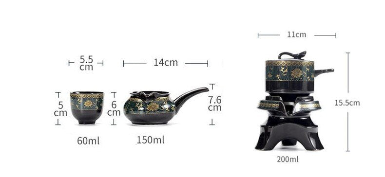 8 Pcs Set Semi Automatic Tea Sets Chinese Ceramic Purple Clay Tea Set Tea Cup The Kung Fu Teapot Set-Health Wisdom™