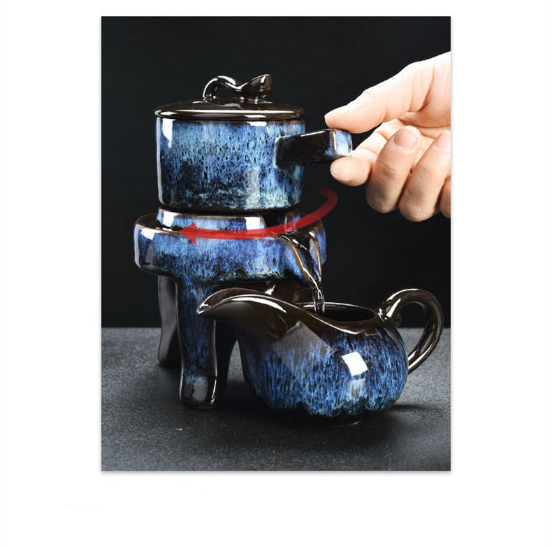 8 Pcs Set Semi Automatic Tea Sets Chinese Ceramic Purple Clay Tea Set Tea Cup The Kung Fu Teapot Set-Health Wisdom™