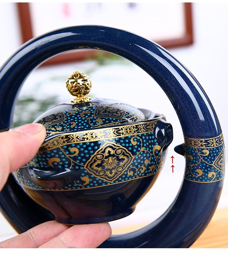 8 Pcs Set Semi Automatic Tea Sets Chinese Ceramic Purple Clay Tea Set Tea Cup The Kung Fu Teapot Set-Health Wisdom™