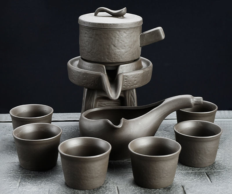 8 Pcs Set Semi Automatic Tea Sets Chinese Ceramic Purple Clay Tea Set Tea Cup The Kung Fu Teapot Set-Health Wisdom™