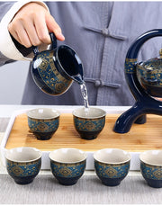 8 Pcs Set Semi Automatic Tea Sets Chinese Ceramic Purple Clay Tea Set Tea Cup The Kung Fu Teapot Set-Health Wisdom™