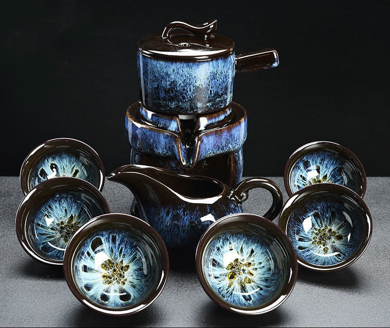 8 Pcs Set Semi Automatic Tea Sets Chinese Ceramic Purple Clay Tea Set Tea Cup The Kung Fu Teapot Set-Health Wisdom™