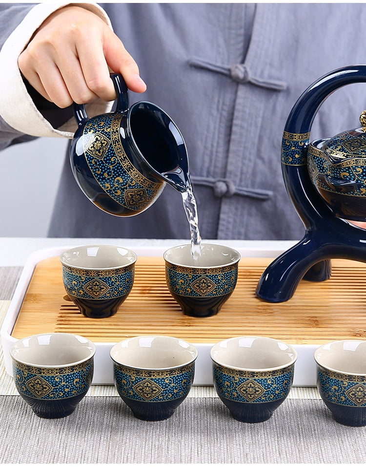 8 Pcs Set Semi Automatic Tea Sets Chinese Ceramic Purple Clay Tea Set Tea Cup The Kung Fu Teapot Set-Health Wisdom™