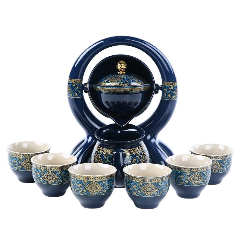 8 Pcs Set Semi Automatic Tea Sets Chinese Ceramic Purple Clay Tea Set Tea Cup The Kung Fu Teapot Set-Health Wisdom™