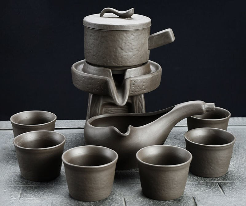 8 Pcs Set Semi Automatic Tea Sets Chinese Ceramic Purple Clay Tea Set Tea Cup The Kung Fu Teapot Set-Health Wisdom™