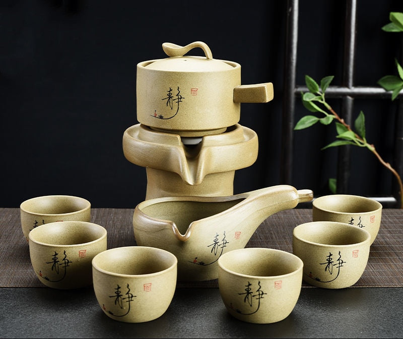 8 Pcs Set Semi Automatic Tea Sets Chinese Ceramic Purple Clay Tea Set Tea Cup The Kung Fu Teapot Set-Health Wisdom™