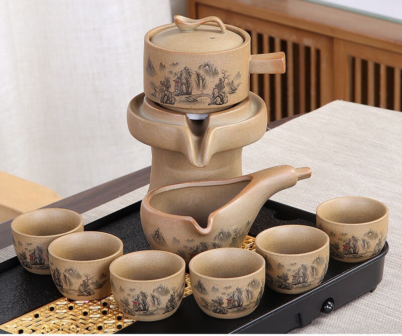 8 Pcs Set Semi Automatic Tea Sets Chinese Ceramic Purple Clay Tea Set Tea Cup The Kung Fu Teapot Set-Health Wisdom™