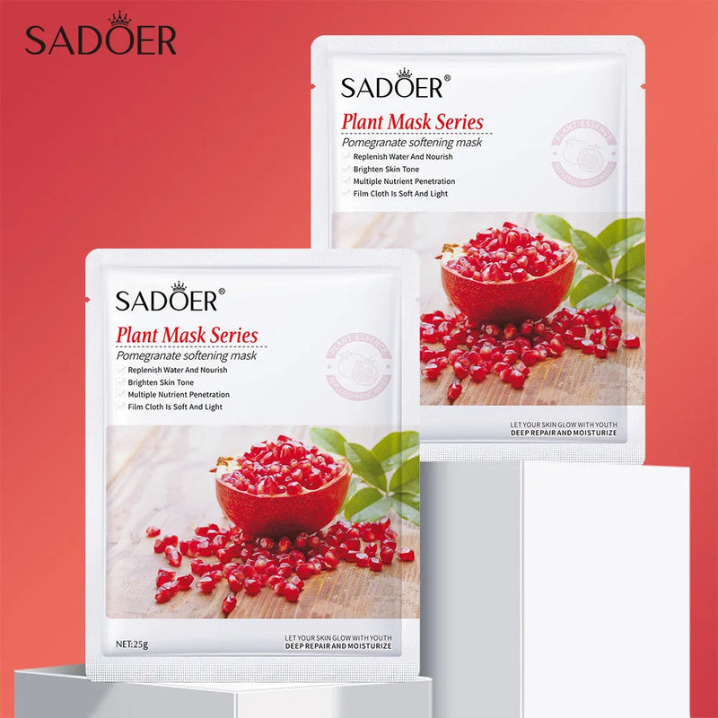 8 Pieces Strawberry Facial Mask Sheets Chamomile Pomegranate Cucumber Plant Fruit Masks for Oil Control Anti-wrinkle Anti-aging-Health Wisdom™