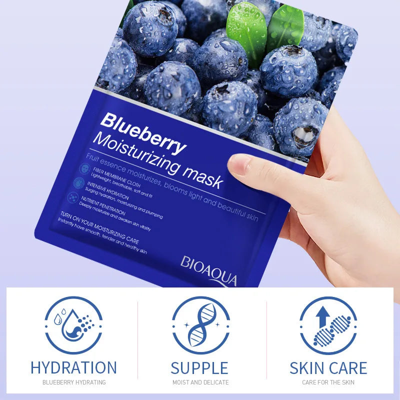 8pcs BIOAQUA Natural Fruits Face Masks Skincare Anti-acne Moisturizing Anti Aging Skin Brighten Facial Mask Sheet Mask Face Care-Health Wisdom™