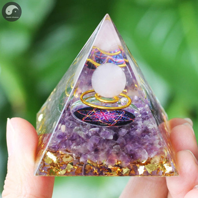 A09 Energy Pyramid Orgonite Crystals Stone Orgone Pyramid Natural Amethyst Peridot Reiki Chakra Energy Generator Meditation Tool-Health Wisdom™