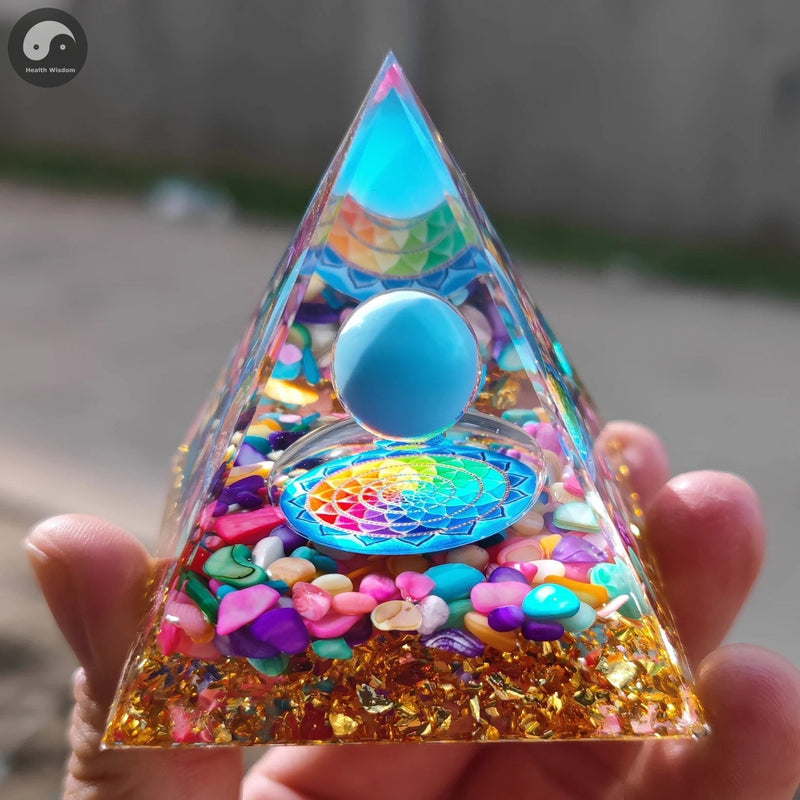 A11 Energy Pyramid Orgonite Crystals Stone Orgone Pyramid Natural Amethyst Peridot Reiki Chakra Energy Generator Meditation Tool-Health Wisdom™