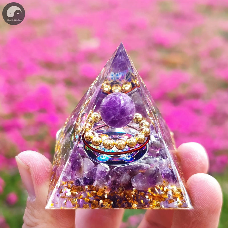 A12 Energy Pyramid Orgonite Crystals Stone Orgone Pyramid Natural Amethyst Peridot Reiki Chakra Energy Generator Meditation Tool-Health Wisdom™