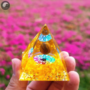 A14 Energy Pyramid Orgonite Crystals Stone Orgone Pyramid Natural Amethyst Peridot Reiki Chakra Energy Generator Meditation Tool-Health Wisdom™