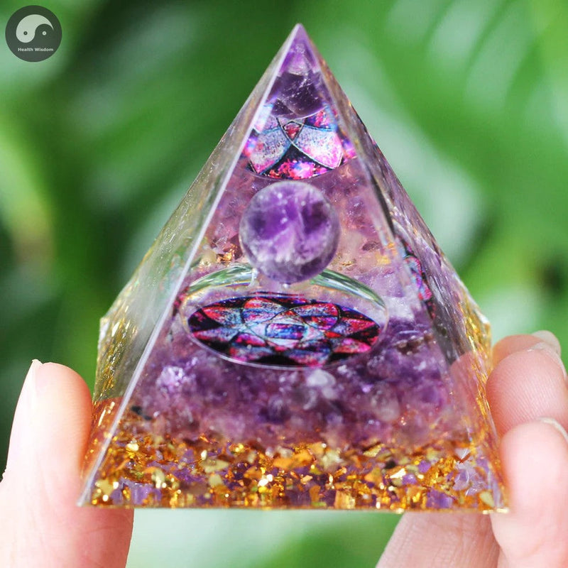 A15 Energy Pyramid Orgonite Crystals Stone Orgone Pyramid Natural Amethyst Peridot Reiki Chakra Energy Generator Meditation Tool-Health Wisdom™