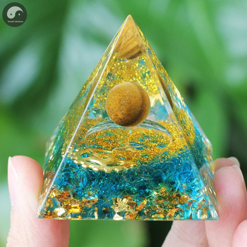 A16 Energy Pyramid Orgonite Crystals Stone Orgone Pyramid Natural Amethyst Peridot Reiki Chakra Energy Generator Meditation Tool-Health Wisdom™