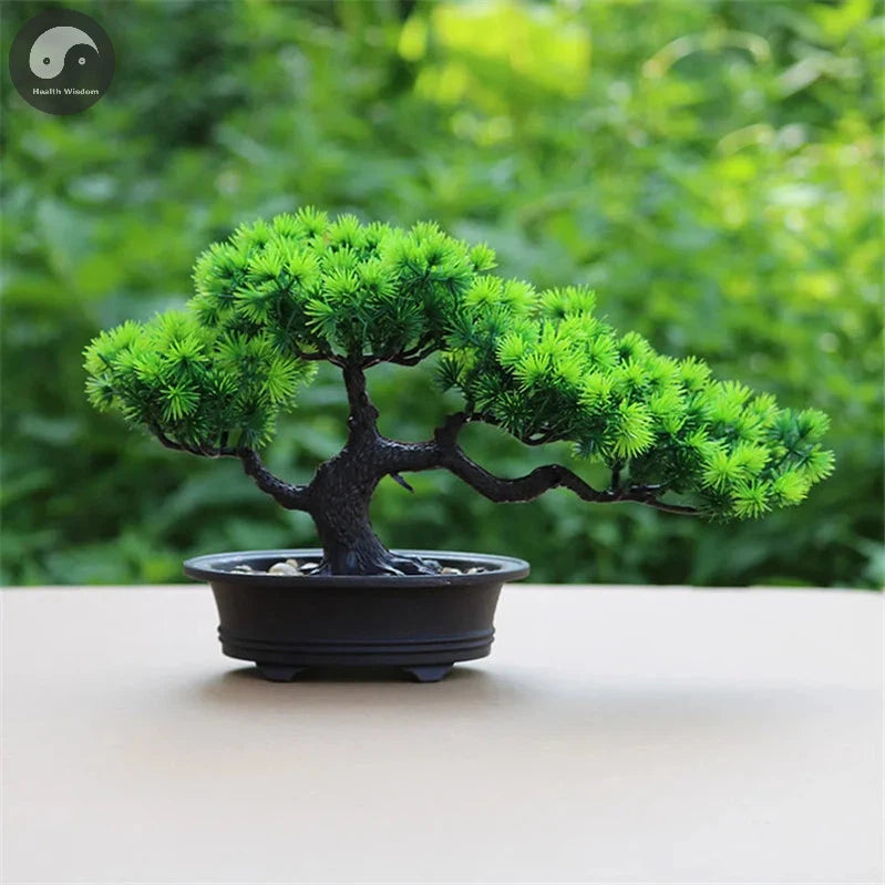 Artificial Flower Bonsai Green Plant Zen Simulated Tree Pine Potted Flower Pot Desktop Decoration Fengshui Decor Plant Viewing-Health Wisdom™