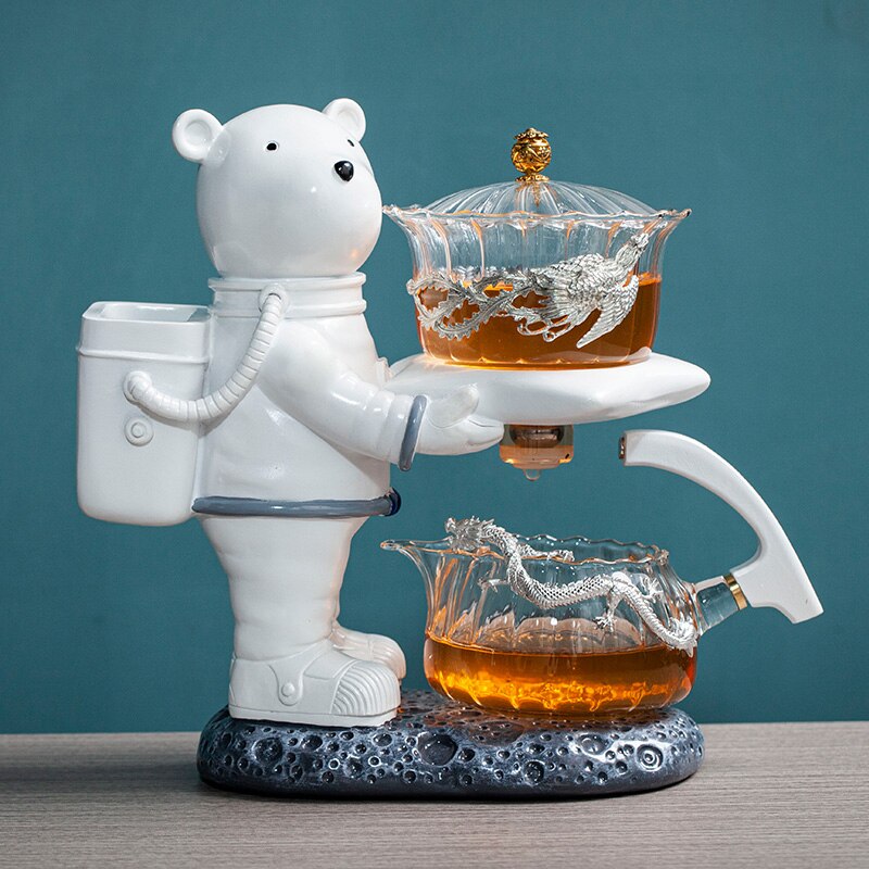 Astronaut Kungfu Tea Set Automatic Glass Teapot Heat-resistant Tea Infuser Glass Tea Maker Pot With Base-Health Wisdom™