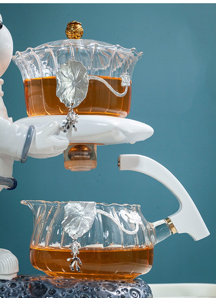 Astronaut Kungfu Tea Set Automatic Glass Teapot Heat-resistant Tea Infuser Glass Tea Maker Pot With Base-Health Wisdom™