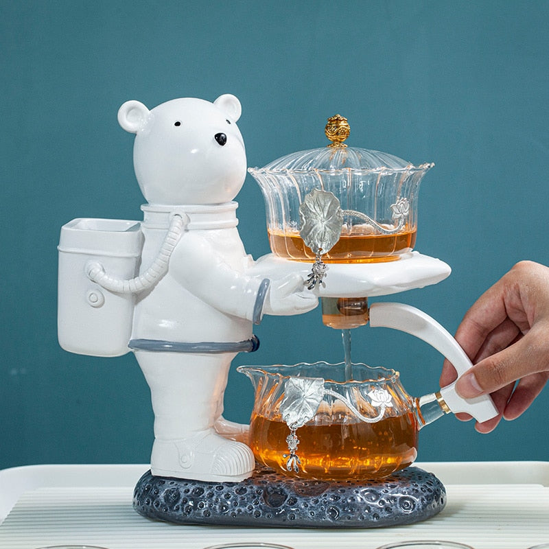 Astronaut Kungfu Tea Set Automatic Glass Teapot Heat-resistant Tea Infuser Glass Tea Maker Pot With Base-Health Wisdom™