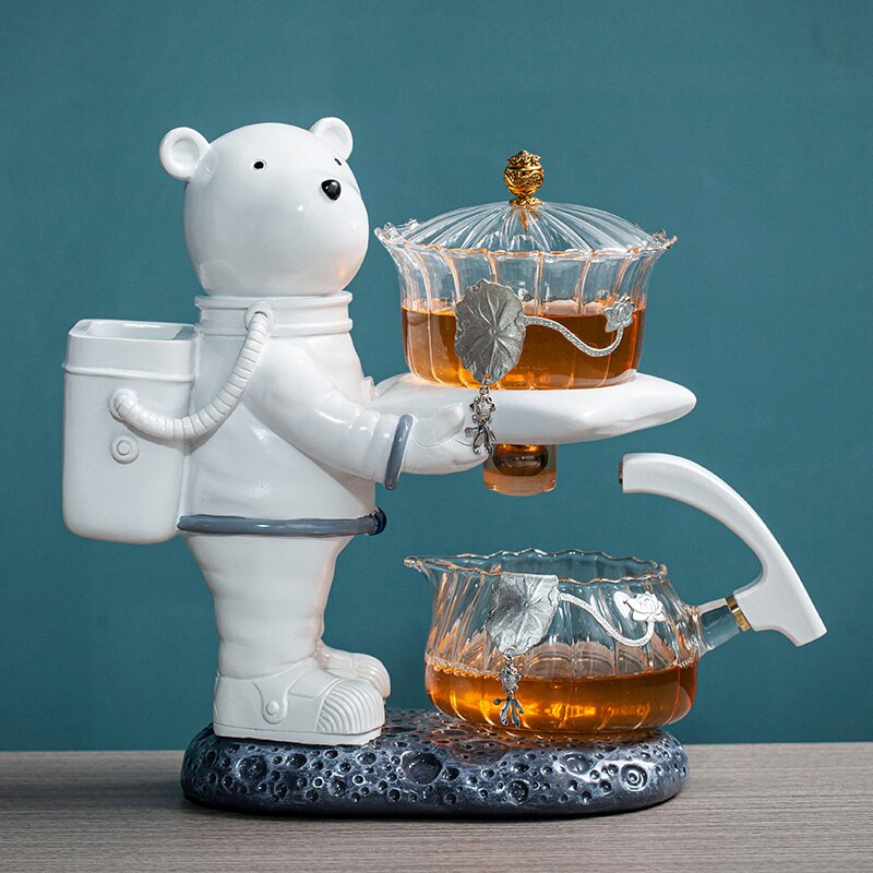 Astronaut Kungfu Tea Set Automatic Glass Teapot Heat-resistant Tea Infuser Glass Tea Maker Pot With Base-Health Wisdom™