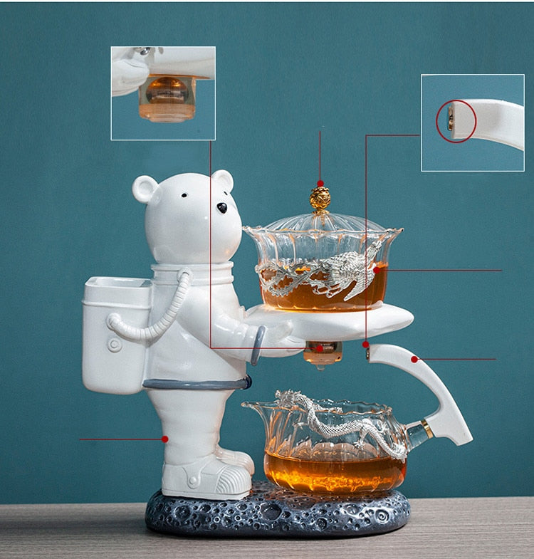 Astronaut Kungfu Tea Set Automatic Glass Teapot Heat-resistant Tea Infuser Glass Tea Maker Pot With Base-Health Wisdom™
