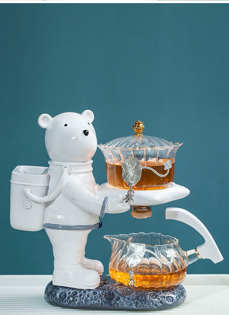 Astronaut Tea Making Artifact Kungfu Teapot Teacup Automatic Tea Set Heat-resistant Glass Teapot Holder Base-Health Wisdom™