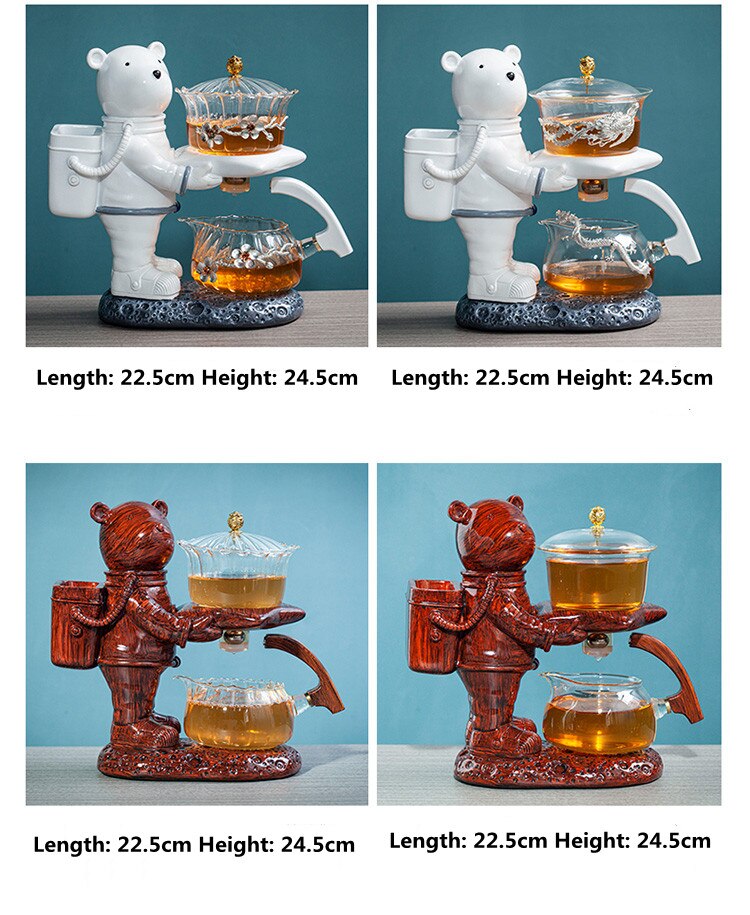 Astronaut Tea Making Artifact Kungfu Teapot Teacup Automatic Tea Set Heat-resistant Glass Teapot Holder Base-Health Wisdom™