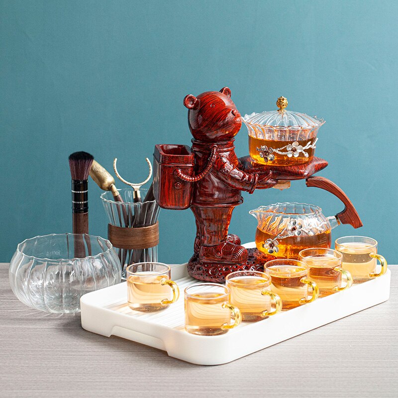 Astronaut Tea Making Artifact Kungfu Teapot Teacup Automatic Tea Set Heat-resistant Glass Teapot Holder Base-Health Wisdom™