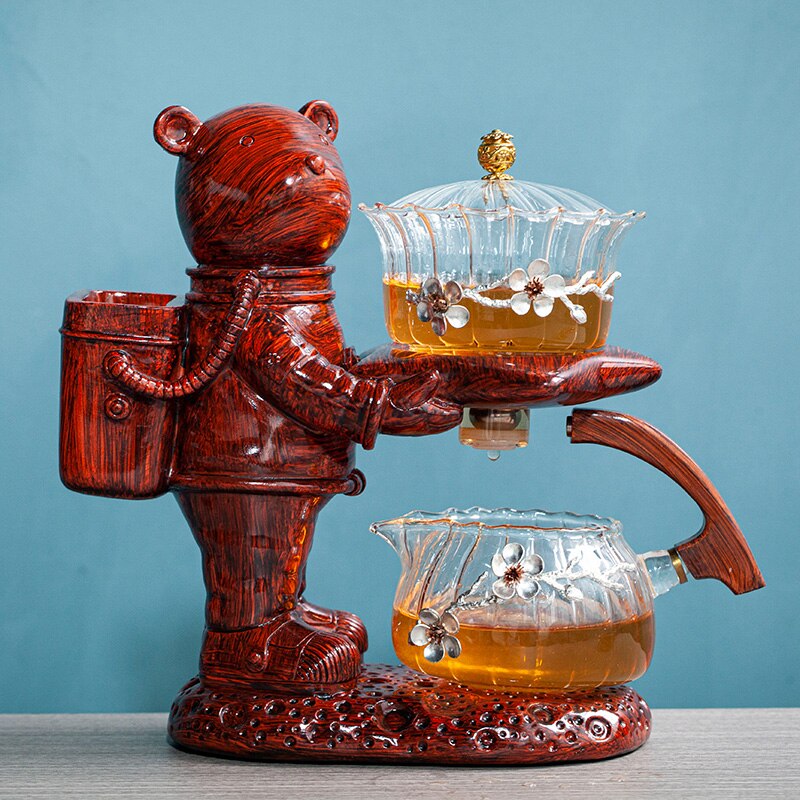 Astronaut Tea Making Artifact Kungfu Teapot Teacup Automatic Tea Set Heat-resistant Glass Teapot Holder Base-Health Wisdom™