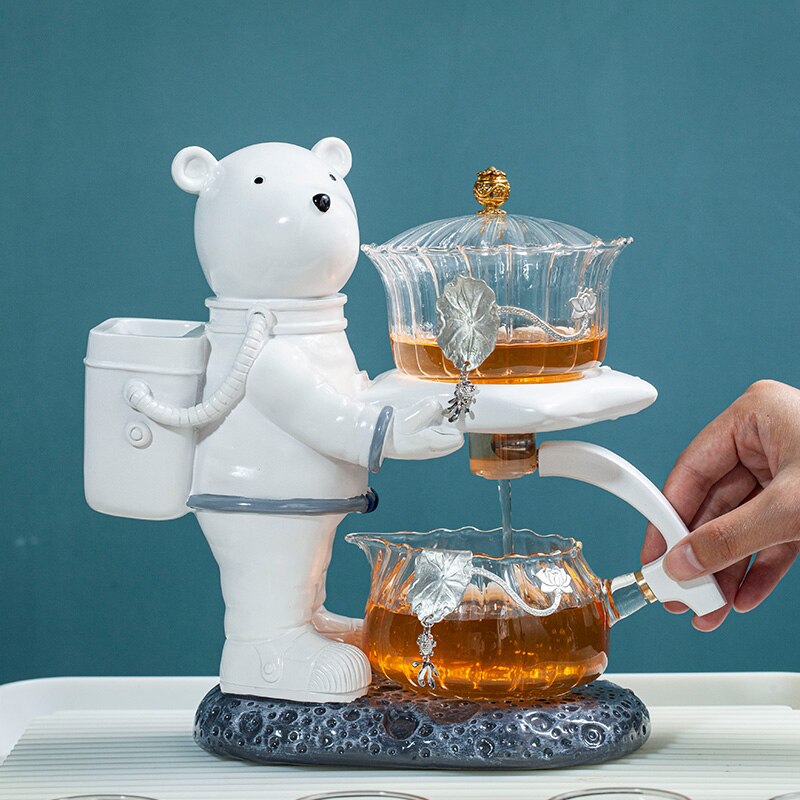 Astronaut Tea Making Artifact Kungfu Teapot Teacup Automatic Tea Set Heat-resistant Glass Teapot Holder Base-Health Wisdom™
