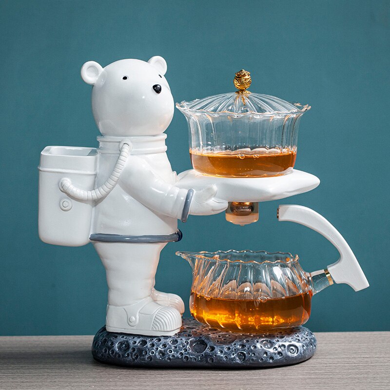 Astronaut Tea Making Artifact Kungfu Teapot Teacup Automatic Tea Set Heat-resistant Glass Teapot Holder Base-Health Wisdom™