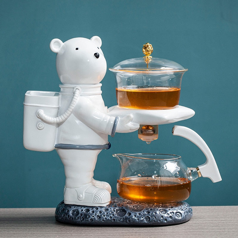 Astronaut Tea Making Artifact Kungfu Teapot Teacup Automatic Tea Set Heat-resistant Glass Teapot Holder Base-Health Wisdom™