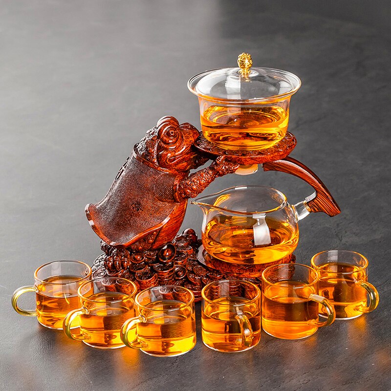 Automatic Teapot Tea Infuser Magnetic Water Diversion Heat-resistant Kungfu Tea Drinking Creative GlassTea Set-Health Wisdom™