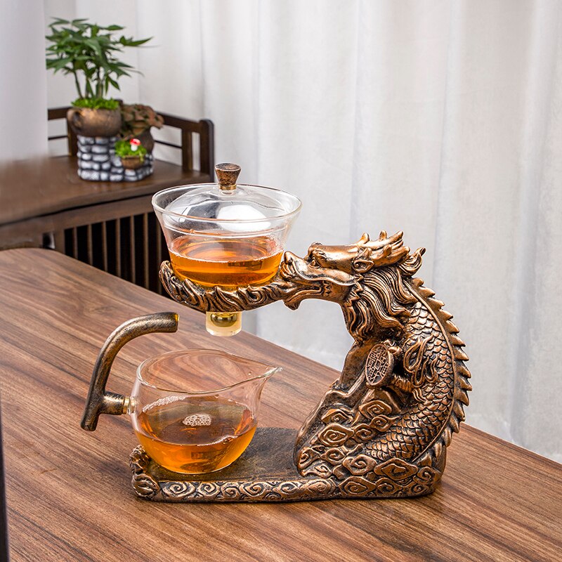 Automatic Teapot Tea Infuser Magnetic Water Diversion Heat-resistant Kungfu Tea Drinking Creative GlassTea Set-Health Wisdom™