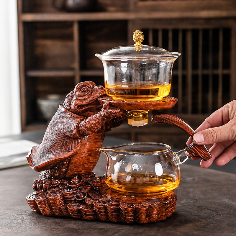 Automatic Teapot Tea Infuser Magnetic Water Diversion Heat-resistant Kungfu Tea Drinking Creative GlassTea Set-Health Wisdom™