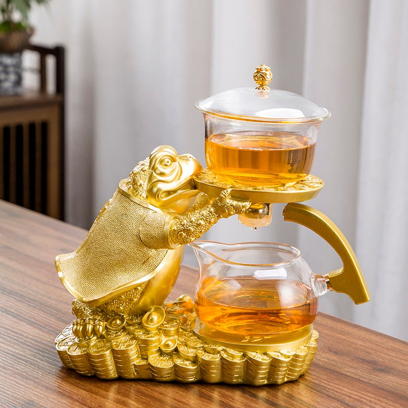 Automatic Teapot Tea Infuser Magnetic Water Diversion Heat-resistant Kungfu Tea Drinking Creative GlassTea Set-Health Wisdom™